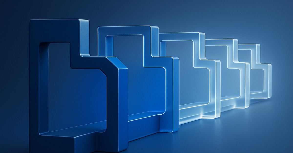 Pipeline de onboarding em segmentos modulares, com profundidade geométrica, em tons de azul e detalhe de luz fria destacando as bordas